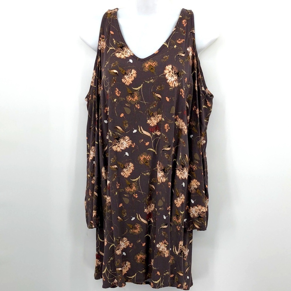 Full Tilt Floral Print Cold Shoulder Mini Dress Bell Sleeves Size S